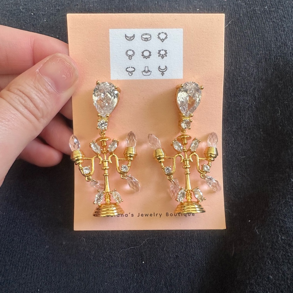 Elegant Gold and Crystal Chandelier Earrings